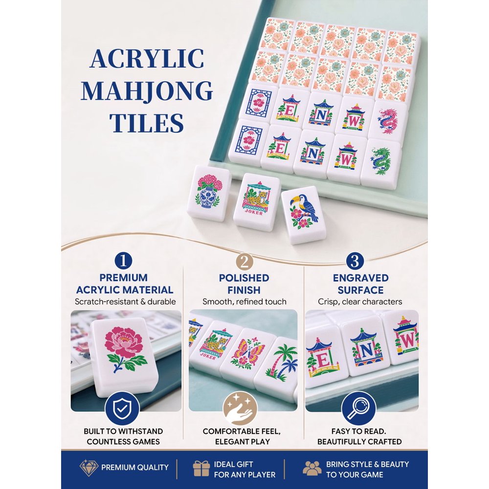 Pastel Pink & Teal American Mahjong Set - 160 Acrylic Tiles, Mat, Storage Bag & Accessories 3 Pastel Pink & Teal American Mahjong Set - 160 Acrylic Tiles, Mat, Storage Bag & Accessories - Image 3