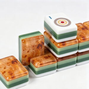 Wood Grain American Mahjong Set - 160 Acrylic Tiles, Mat, Storage Bag & Accessories