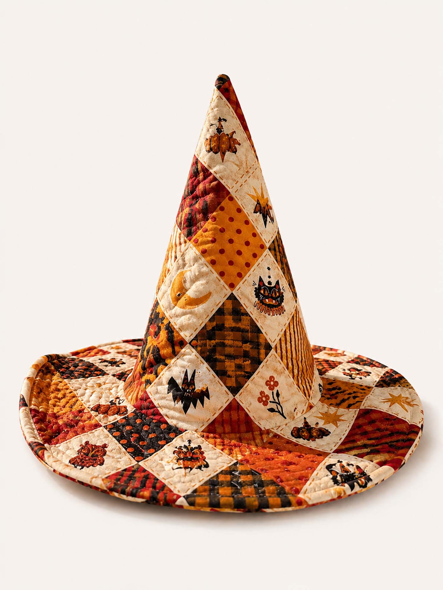 Halloween Patchwork Quilted Witch Hat 1 Halloween Patchwork Quilted Witch Hat