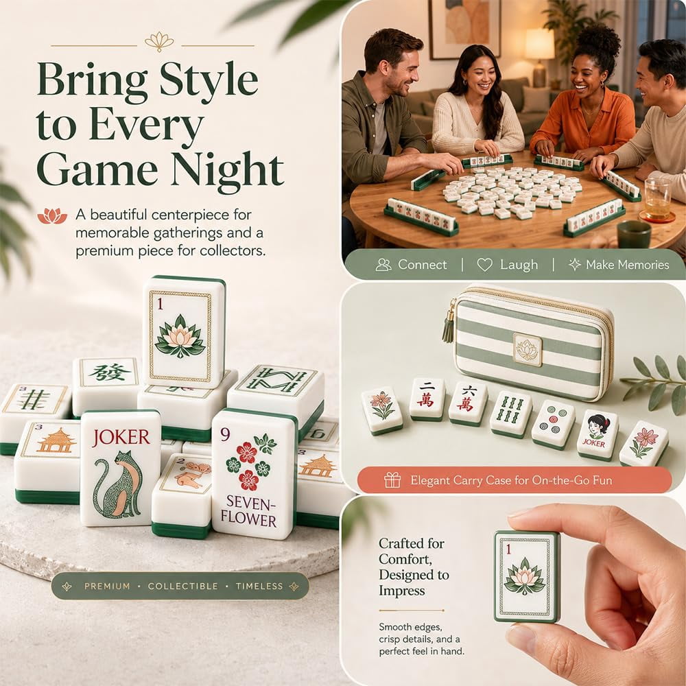 Clear Social Game American Mahjong Set - 160 Acrylic Tiles, Mat, Storage Bag & Accessories 4 Clear Social Game American Mahjong Set - 160 Acrylic Tiles, Mat, Storage Bag & Accessories - Image 4