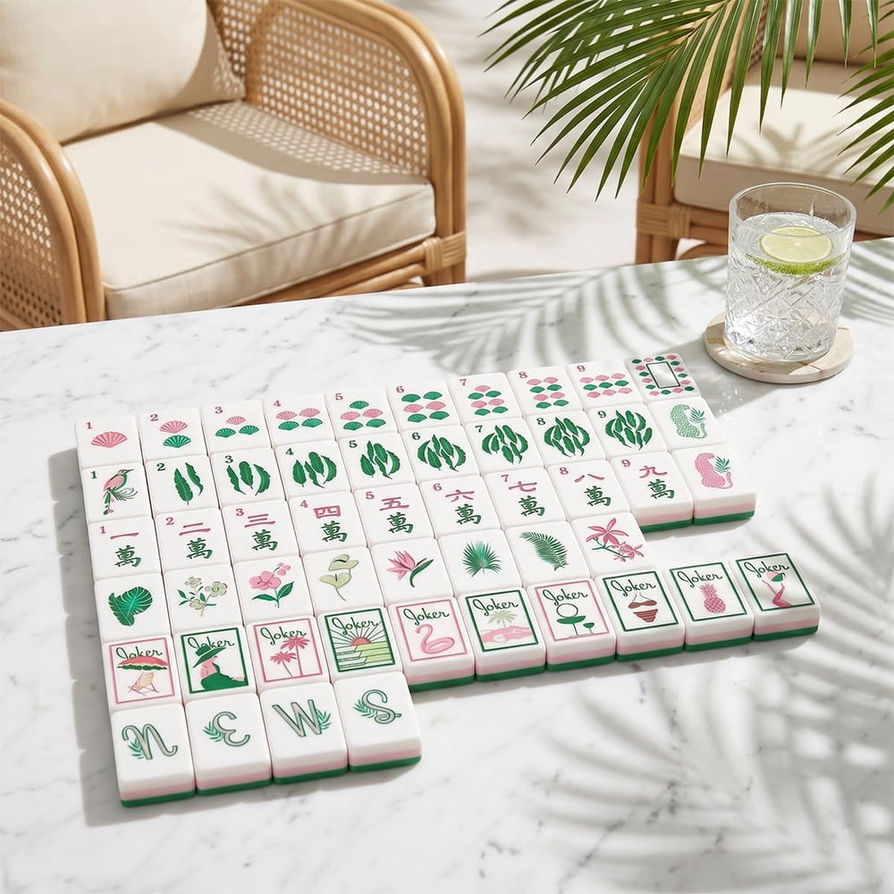 Green Botanical Travel American Mahjong Set - 160 Acrylic Tiles, Mat, Storage Bag & Accessories 4 Green Botanical Travel American Mahjong Set - 160 Acrylic Tiles, Mat, Storage Bag & Accessories - Image 4