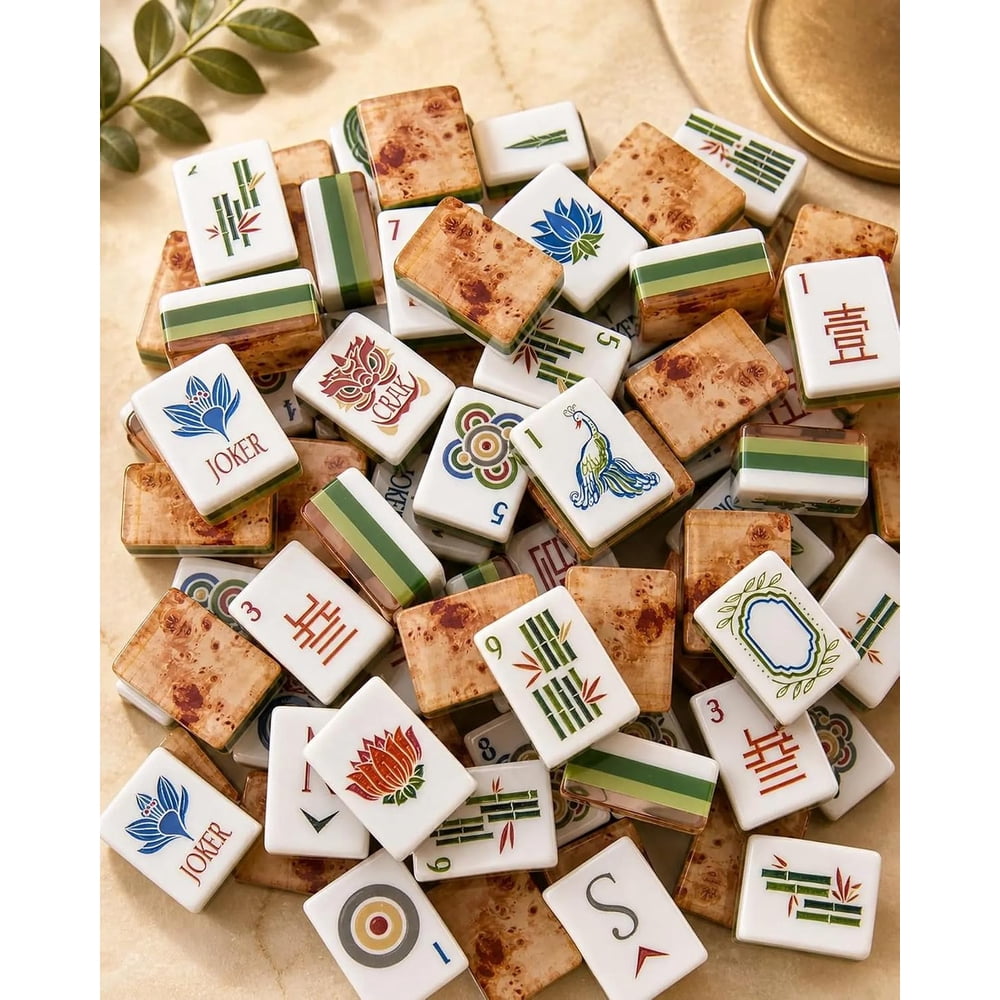Tree Grain American Mahjong Set - 160 Acrylic Tiles, Mat, Storage Bag & Accessories 5 Tree Grain American Mahjong Set - 160 Acrylic Tiles, Mat, Storage Bag & Accessories - Image 5