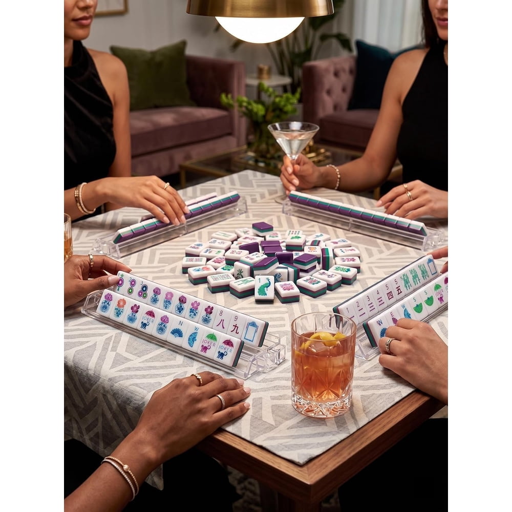Purple American Mahjong Set - 160 Acrylic Tiles, Mat, Storage Bag & Accessories 6 Purple American Mahjong Set - 160 Acrylic Tiles, Mat, Storage Bag & Accessories - Image 6