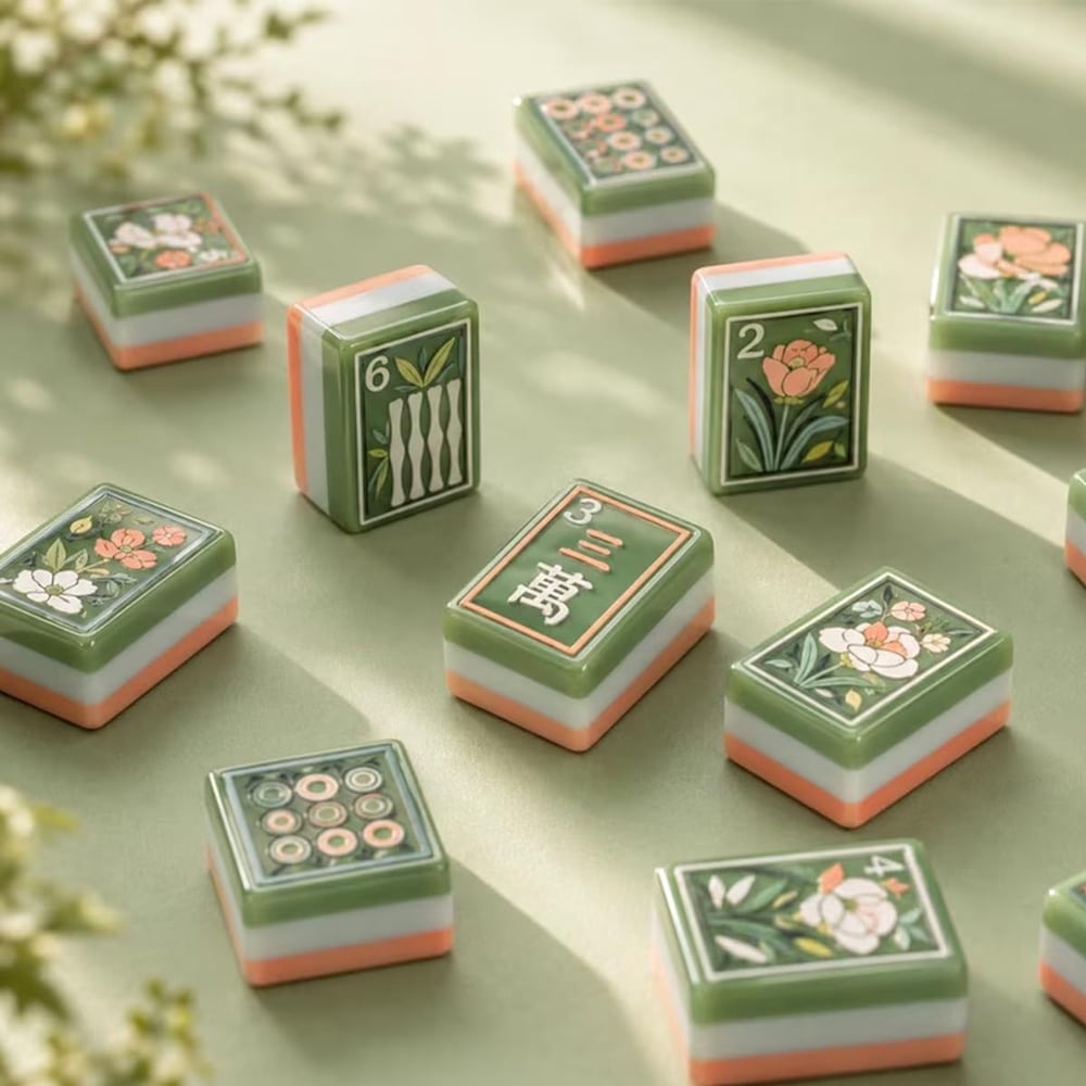 Green Botanical Club American Mahjong Set - 160 Acrylic Tiles, Mat, Storage Bag & Accessories 5 Green Botanical Club American Mahjong Set - 160 Acrylic Tiles, Mat, Storage Bag & Accessories - Image 5