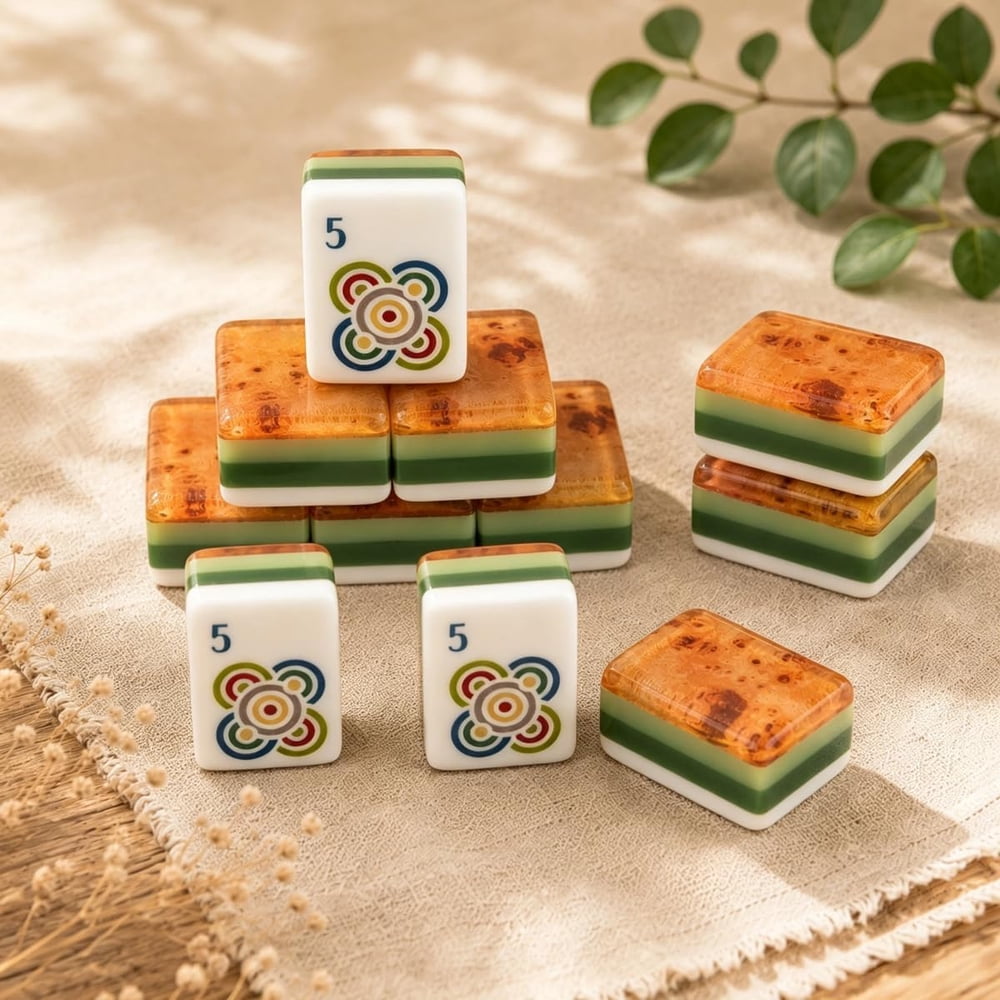 Wood Grain American Mahjong Set - 160 Acrylic Tiles, Mat, Storage Bag & Accessories 6 Wood Grain American Mahjong Set - 160 Acrylic Tiles, Mat, Storage Bag & Accessories - Image 6