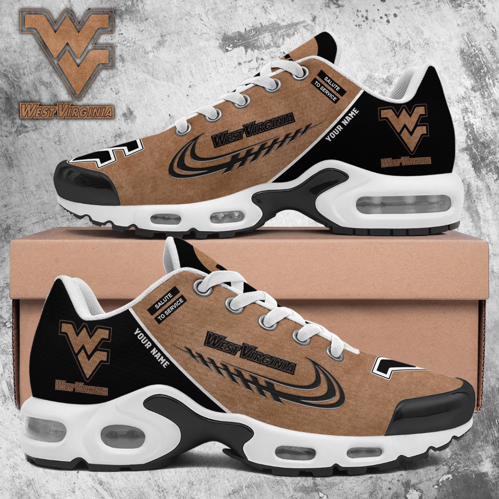 West Virginia Mountaineers Salute to Service Air Cushion Shoes Sneakers for Mountaineers Fans 1 West Virginia Mountaineers Salute to Service Air Cushion Shoes Sneakers for Mountaineers Fans