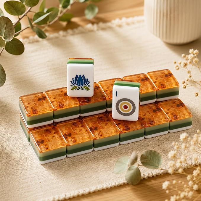 Wood Grain American Mahjong Set - 160 Acrylic Tiles, Mat, Storage Bag & Accessories 2 Wood Grain American Mahjong Set - 160 Acrylic Tiles, Mat, Storage Bag & Accessories - Image 2