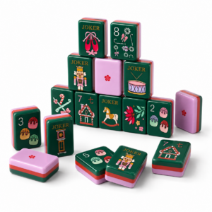 Retro Pattern American Mahjong Set - 160 Acrylic Tiles, Mat, Storage Bag & Accessories