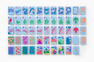 True Blue Americana Heritage American Mahjong Set - 160 Acrylic Tiles, Mat, Storage Bag & Accessories
