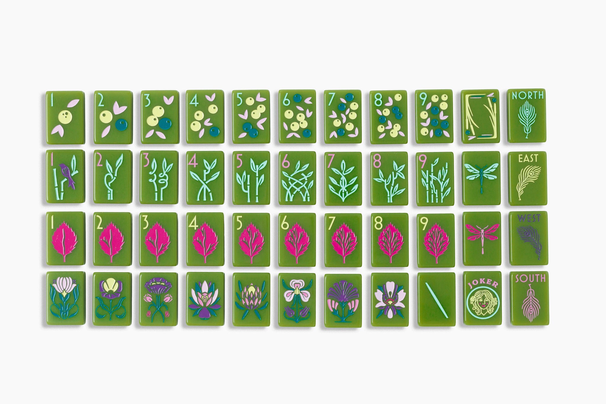 Avocado Green Botanical Art Nouveau American Mahjong Set - 160 Acrylic Tiles, Mat, Storage Bag & Accessories 1 Avocado Green Botanical Art Nouveau American Mahjong Set - 160 Acrylic Tiles, Mat, Storage Bag & Accessories