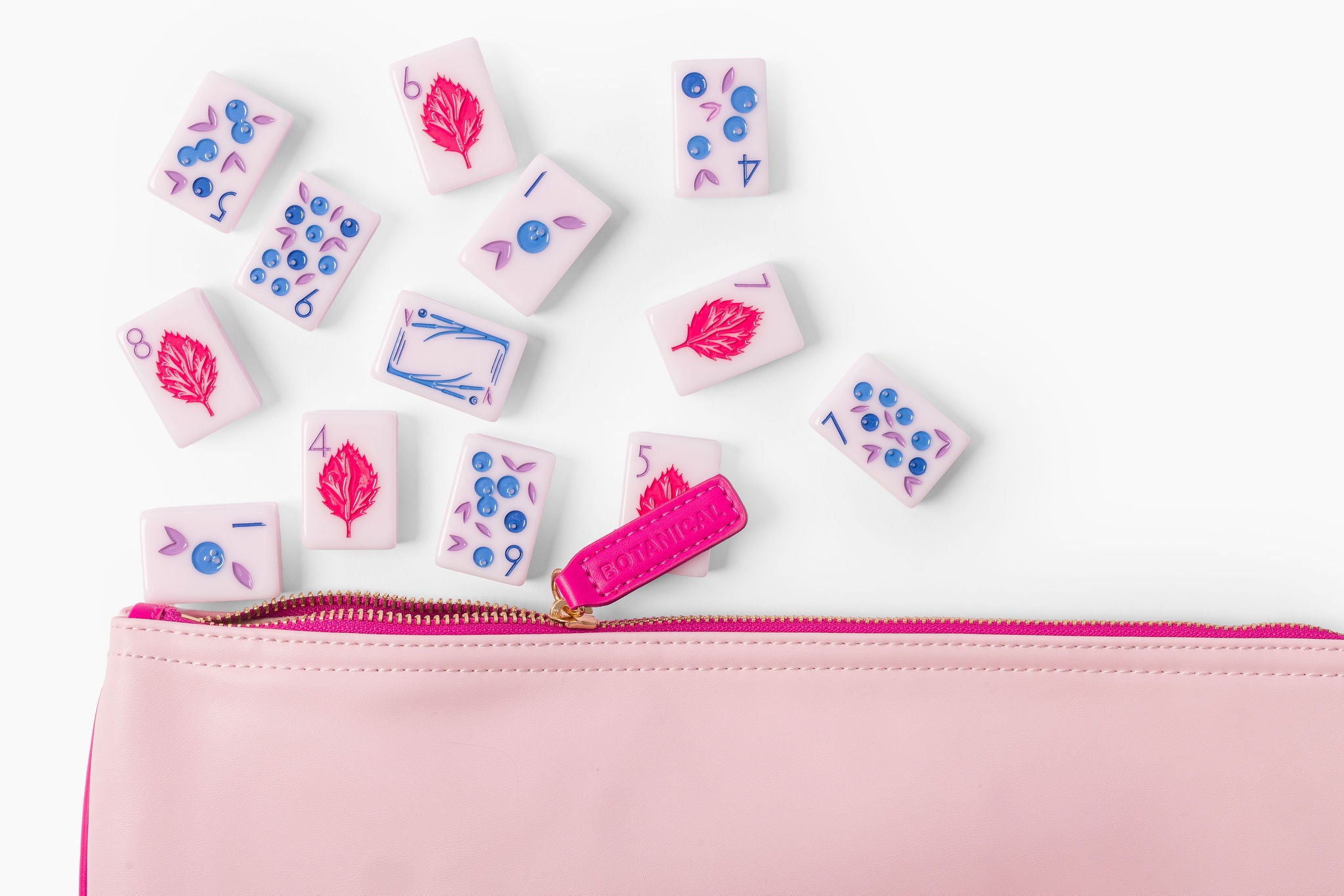 Rose Pink Botanical Art Nouveau American Mahjong Set - 160 Acrylic Tiles, Mat, Storage Bag & Accessories 2 Rose Pink Botanical Art Nouveau American Mahjong Set - 160 Acrylic Tiles, Mat, Storage Bag & Accessories - Image 2