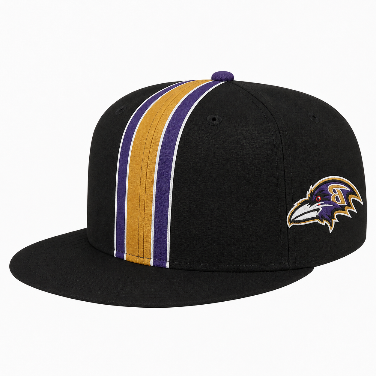 Baltimore Ravens Black Purple Gold Team Stripe Embroidered Logo Snapback Cap for Football Fans 2 Baltimore Ravens Black Purple Gold Team Stripe Embroidered Logo Snapback Cap for Football Fans - Image 2