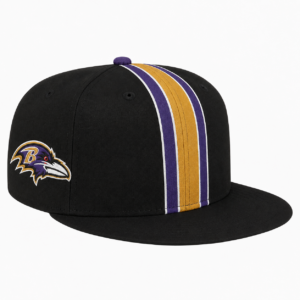 Baltimore Ravens Black Purple Gold Team Stripe Embroidered Logo Snapback Cap for Football Fans