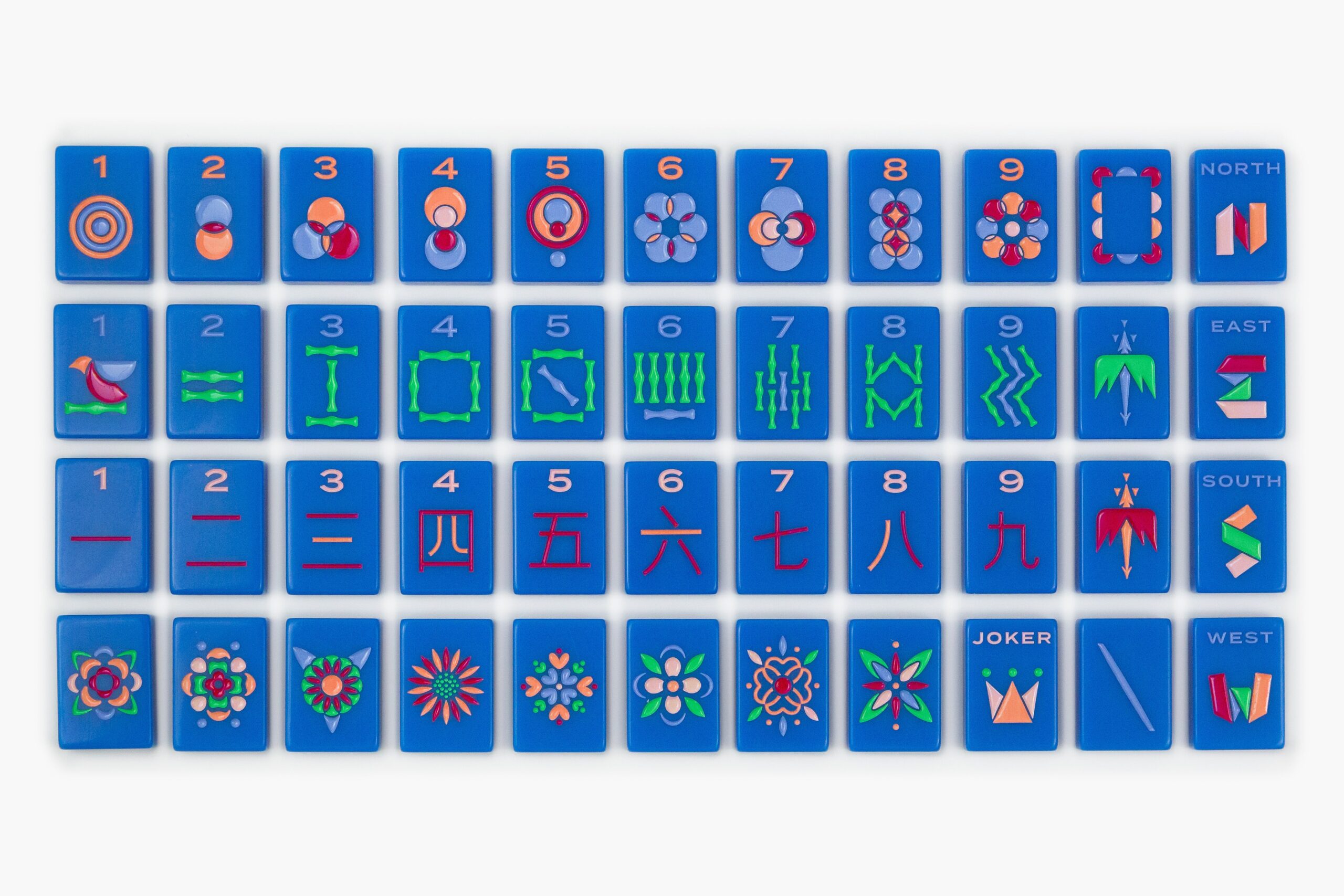 Deep Blue Minimal Mid-Century American Mahjong Set - 160 Acrylic Tiles, Mat, Storage Bag & Accessories 1 Deep Blue Minimal Mid-Century American Mahjong Set - 160 Acrylic Tiles, Mat, Storage Bag & Accessories