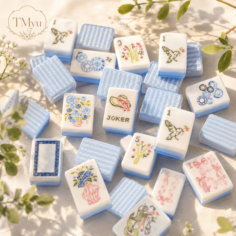 Blue & White Floral American Mahjong Set - 160 Acrylic Tiles, Mat, Storage Bag & Accessories 3 Blue & White Floral American Mahjong Set - 160 Acrylic Tiles, Mat, Storage Bag & Accessories - Image 3