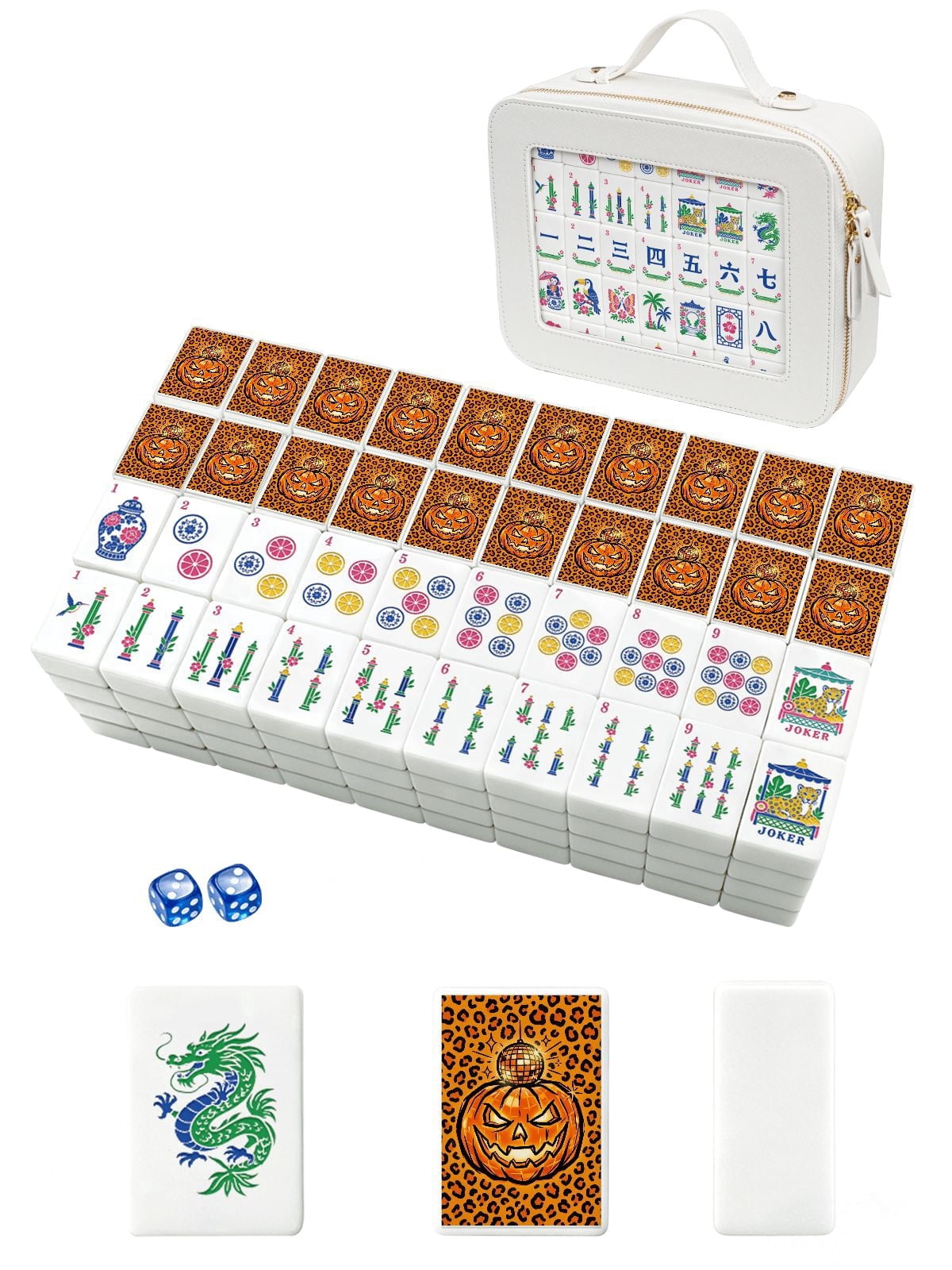 Halloween Disco Pumpkin American Mahjong Set - 160 Acrylic Tiles, Mat, Storage Bag & Accessories 1 Halloween Disco Pumpkin American Mahjong Set - 160 Acrylic Tiles, Mat, Storage Bag & Accessories
