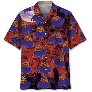 Boo Pumpkin Graphic Hawaiian Shirt for Halloween