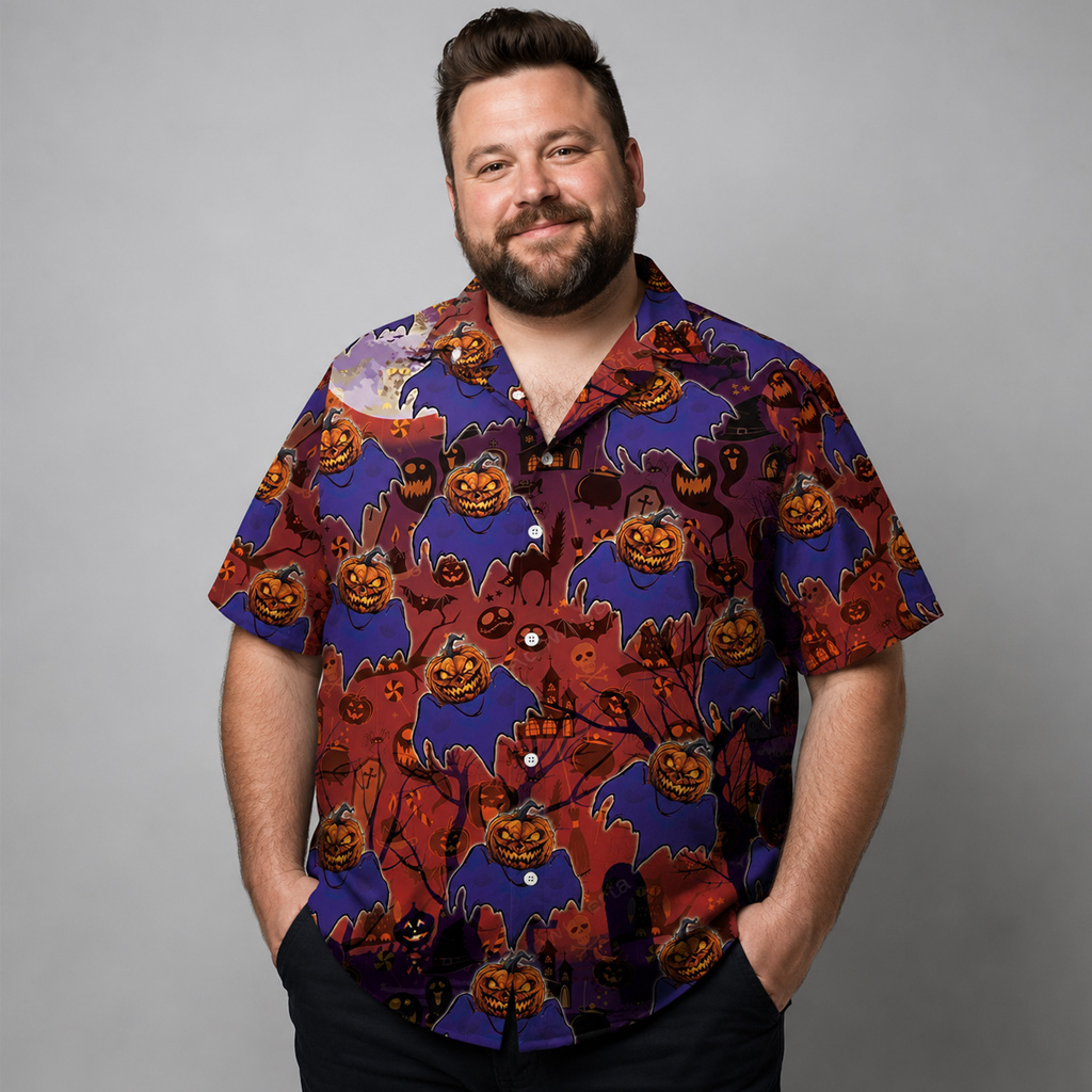 Boo Pumpkin Graphic Hawaiian Shirt for Halloween 3 Boo Pumpkin Graphic Hawaiian Shirt for Halloween - Image 3