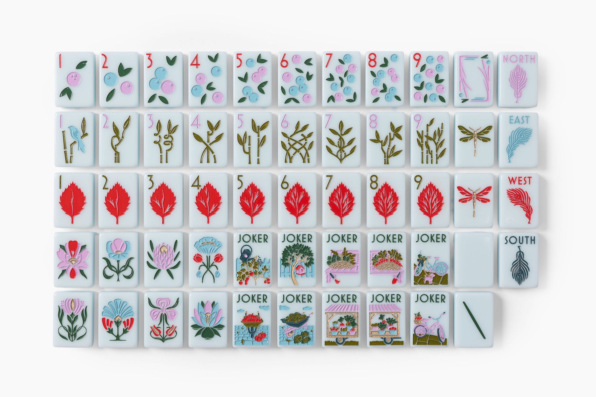 Soft Blue Botanical Summer American Mahjong Set - 160 Acrylic Tiles, Mat, Storage Bag & Accessories 1 Soft Blue Botanical Summer American Mahjong Set - 160 Acrylic Tiles, Mat, Storage Bag & Accessories