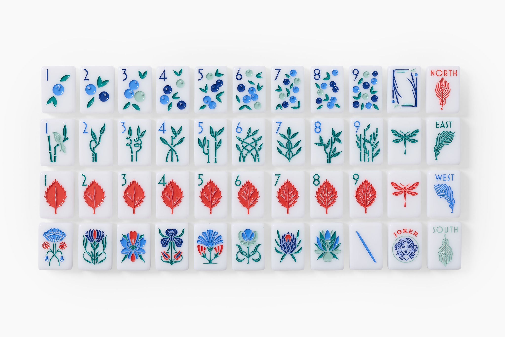 Coastal Botanical Art Nouveau American Mahjong Set - 160 Acrylic Tiles, Mat, Storage Bag & Accessories 1 Coastal Botanical Art Nouveau American Mahjong Set - 160 Acrylic Tiles, Mat, Storage Bag & Accessories