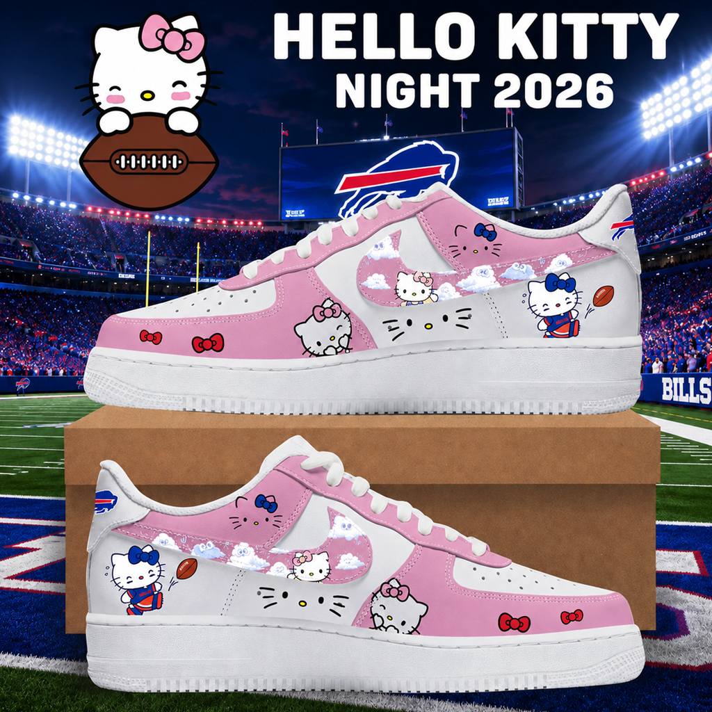 Buffalo Bills x Hello Kitty Night 2026 Pink Shoes Sneakers for Football Fans 2 Buffalo Bills x Hello Kitty Night 2026 Pink Shoes Sneakers for Football Fans - Image 2