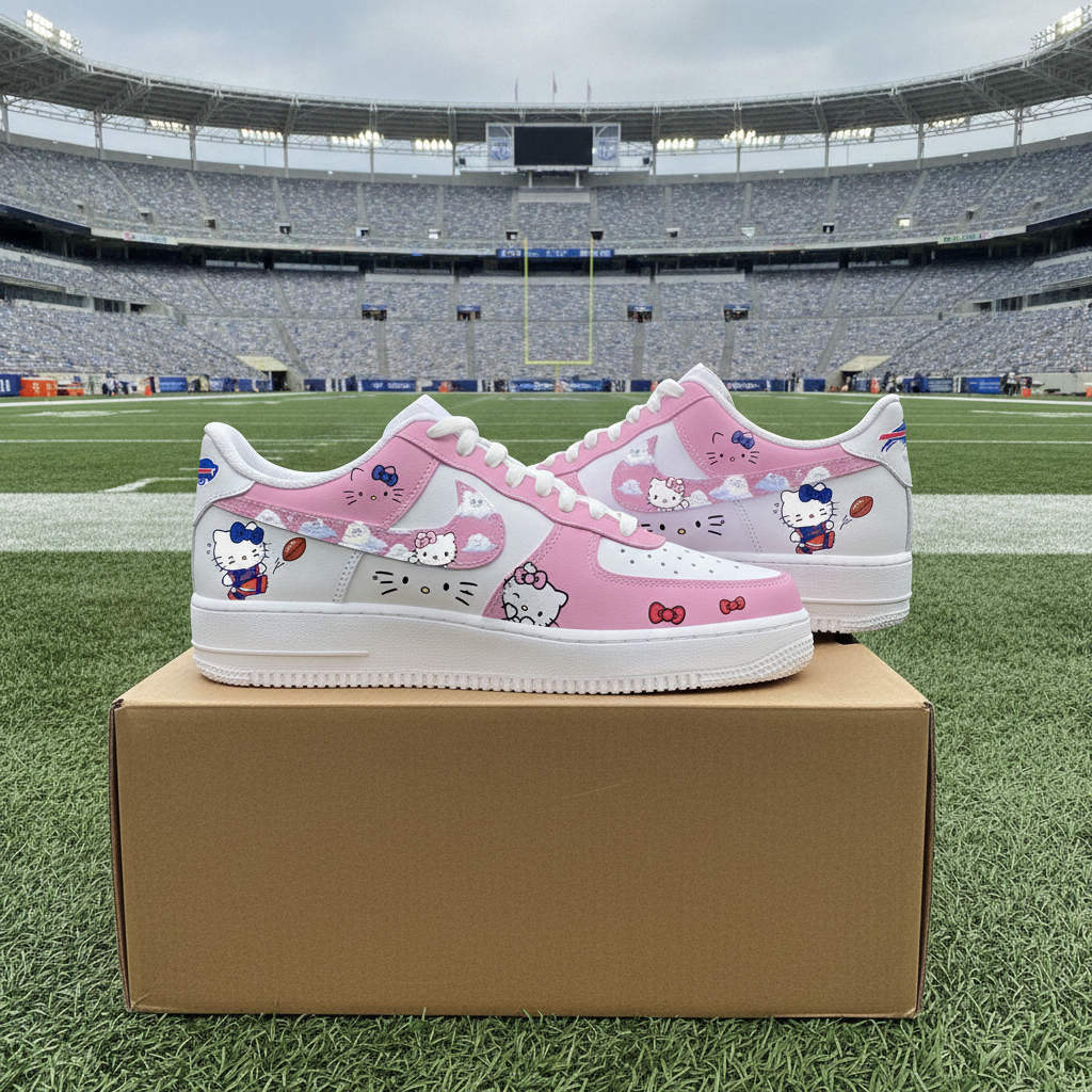 Buffalo Bills x Hello Kitty Night 2026 Pink Shoes Sneakers for Football Fans 3 Buffalo Bills x Hello Kitty Night 2026 Pink Shoes Sneakers for Football Fans - Image 3