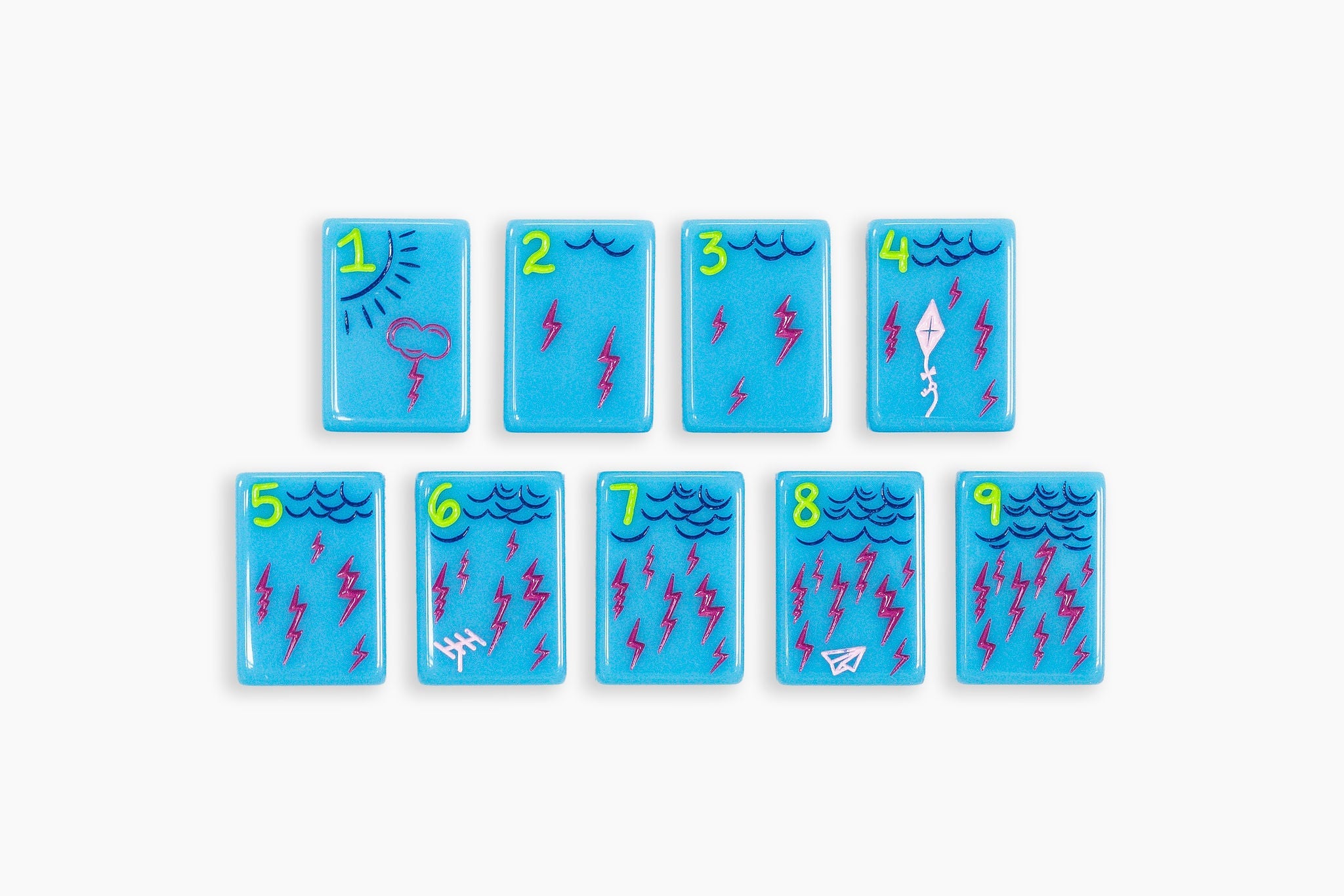 Electric Blue Playful Graphic American Mahjong Set - 160 Acrylic Tiles, Mat, Storage Bag & Accessories 3 Electric Blue Playful Graphic American Mahjong Set - 160 Acrylic Tiles, Mat, Storage Bag & Accessories - Image 3