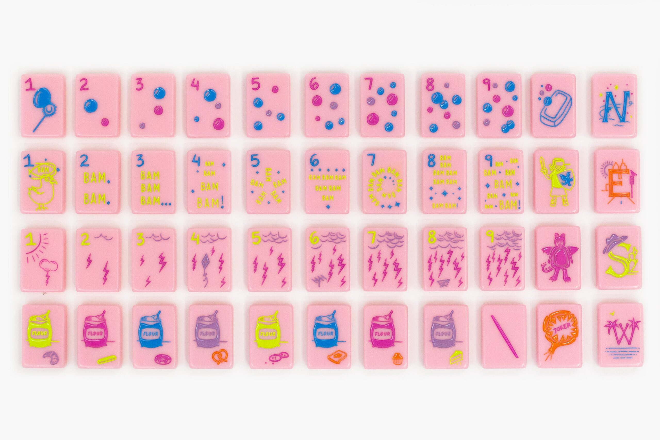 Petal Pink Playful Graphic American Mahjong Set - 160 Acrylic Tiles, Mat, Storage Bag & Accessories 1 Petal Pink Playful Graphic American Mahjong Set - 160 Acrylic Tiles, Mat, Storage Bag & Accessories