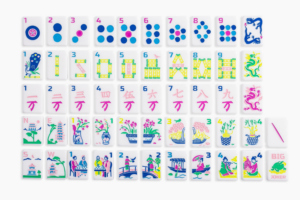 Crisp White Classic Art Inspired American Mahjong Set - 160 Acrylic Tiles, Mat, Storage Bag & Accessories