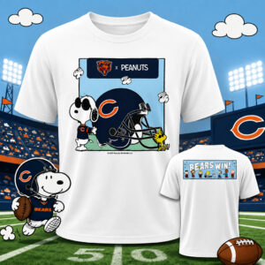 Chicago Bears x Peanuts Snoopy Helmet Graphic Shirt for Football and Peanuts Fans