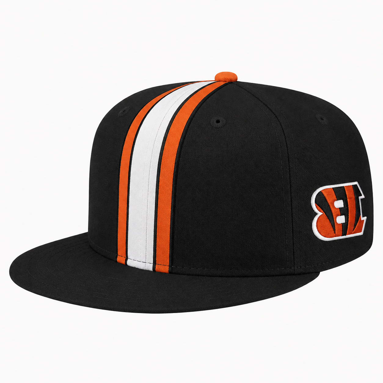 Cincinnati Bengals Black Orange White Team Stripe Embroidered Logo Snapback Cap for Football Fans 2 Cincinnati Bengals Black Orange White Team Stripe Embroidered Logo Snapback Cap for Football Fans - Image 2