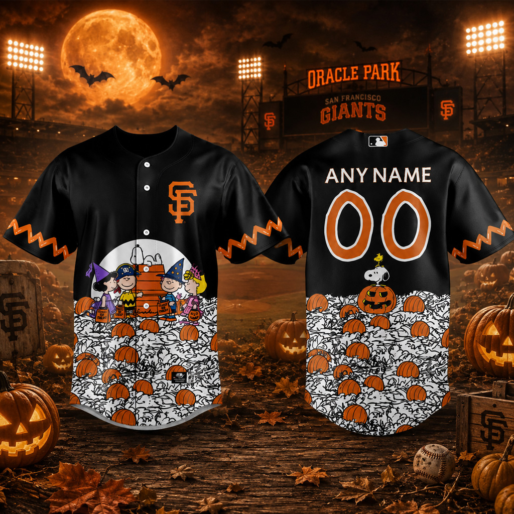 Custom Name And Number San Francisco Giants x Peanuts Night 2026 Halloween Baseball Jersey for Baseball and Peanuts Fans 2 Custom Name And Number San Francisco Giants x Peanuts Night 2026 Halloween Baseball Jersey for Baseball and Peanuts Fans - Image 2