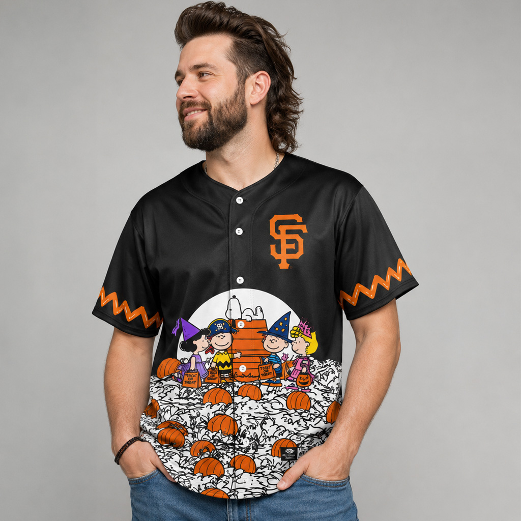 Custom Name And Number San Francisco Giants x Peanuts Night 2026 Halloween Baseball Jersey for Baseball and Peanuts Fans 3 Custom Name And Number San Francisco Giants x Peanuts Night 2026 Halloween Baseball Jersey for Baseball and Peanuts Fans - Image 3