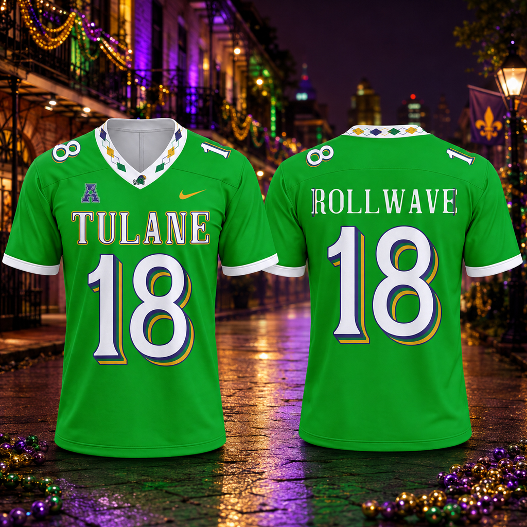 Custom Name And Number Tulane Green Wave x Mardi Gras 2026 Football Jersey for College Football Fans 2 Custom Name And Number Tulane Green Wave x Mardi Gras 2026 Football Jersey for College Football Fans - Image 2