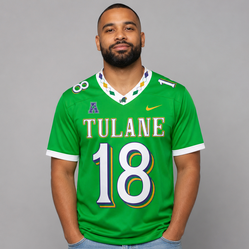 Custom Name And Number Tulane Green Wave x Mardi Gras 2026 Football Jersey for College Football Fans 5 Custom Name And Number Tulane Green Wave x Mardi Gras 2026 Football Jersey for College Football Fans - Image 5