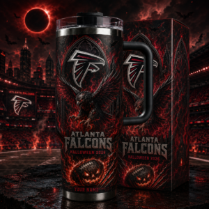 Custom Name Atlanta Falcons Spooky Halloween 2026 40oz Tumbler for Football Fans