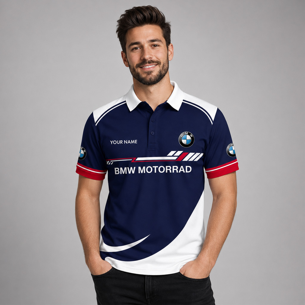 Custom Name BMW Motorrad Power Racing Polo Shirt for Motorcycle Racing Fans 3 Custom Name BMW Motorrad Power Racing Polo Shirt for Motorcycle Racing Fans - Image 3