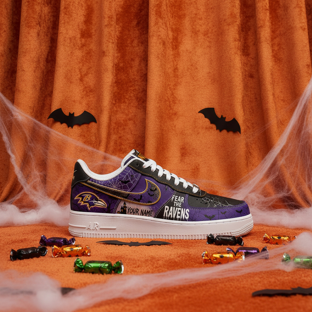 Custom Name Baltimore Ravens Fear The Commanders Shoes Sneakers for Football Fans 3 Custom Name Baltimore Ravens Fear The Commanders Shoes Sneakers for Football Fans - Image 3