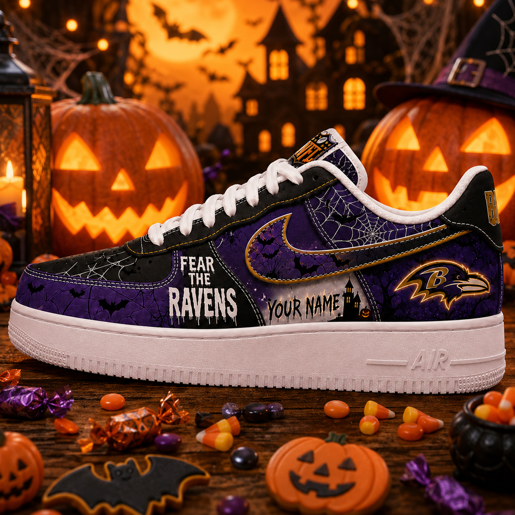 Custom Name Baltimore Ravens Fear The Commanders Shoes Sneakers for Football Fans 2 Custom Name Baltimore Ravens Fear The Commanders Shoes Sneakers for Football Fans - Image 2
