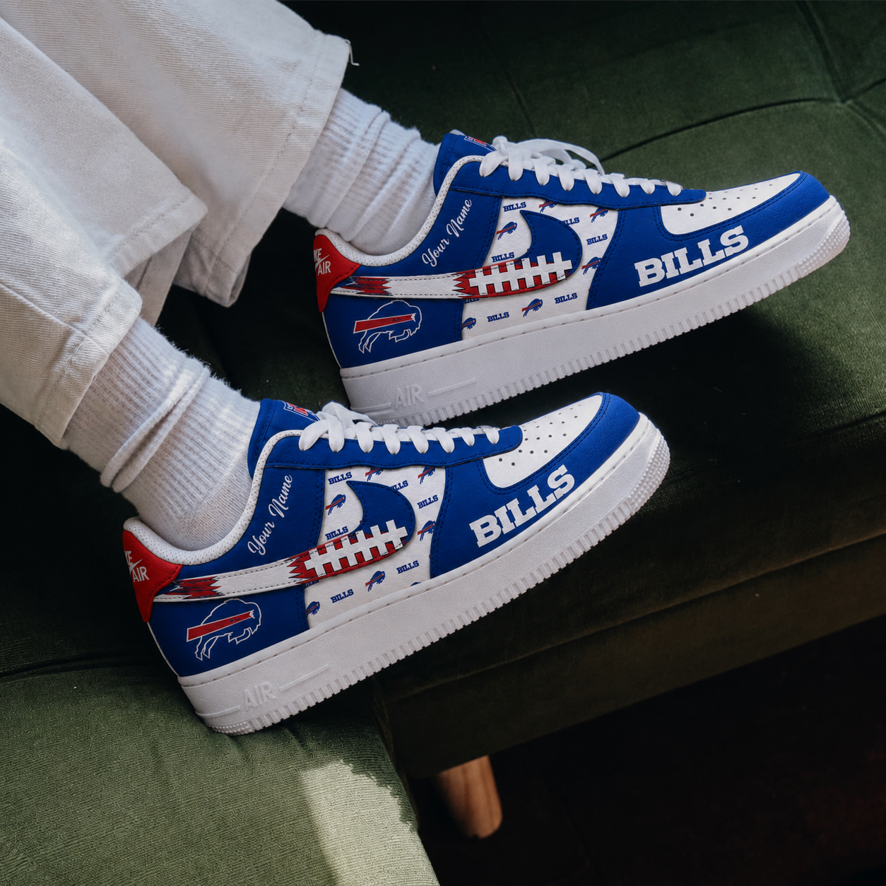 Custom Name Buffalo Bills Charging Pride Version 2 Shoes Sneakers for Football Fans 2 Custom Name Buffalo Bills Charging Pride Version 2 Shoes Sneakers for Football Fans - Image 2