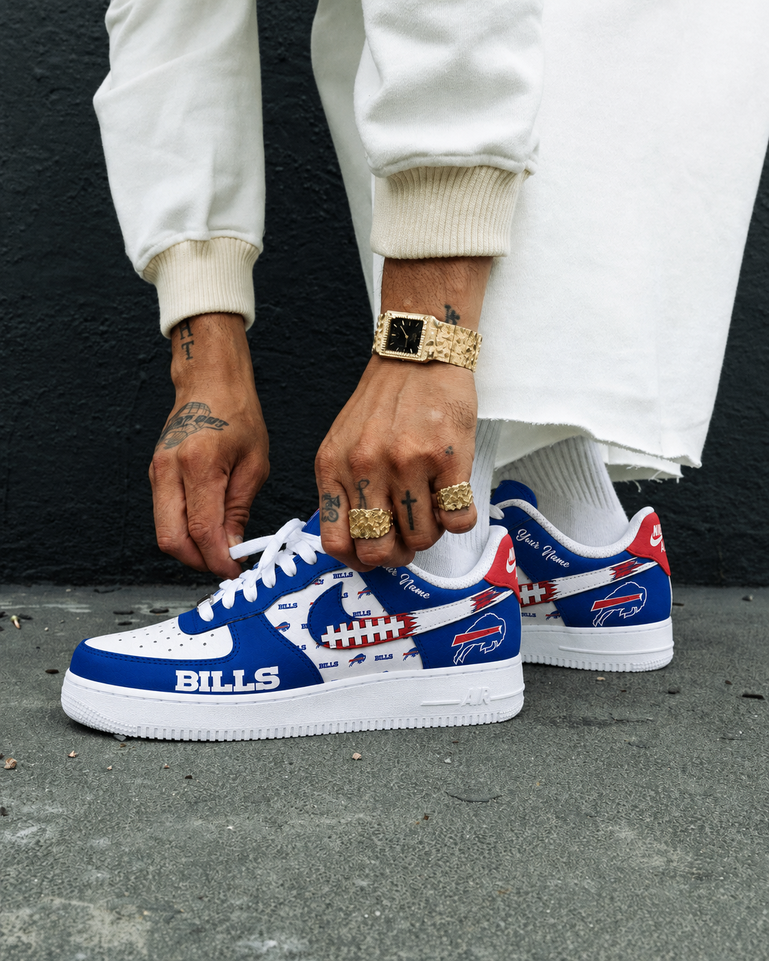 Custom Name Buffalo Bills Charging Pride Version 2 Shoes Sneakers for Football Fans 3 Custom Name Buffalo Bills Charging Pride Version 2 Shoes Sneakers for Football Fans - Image 3