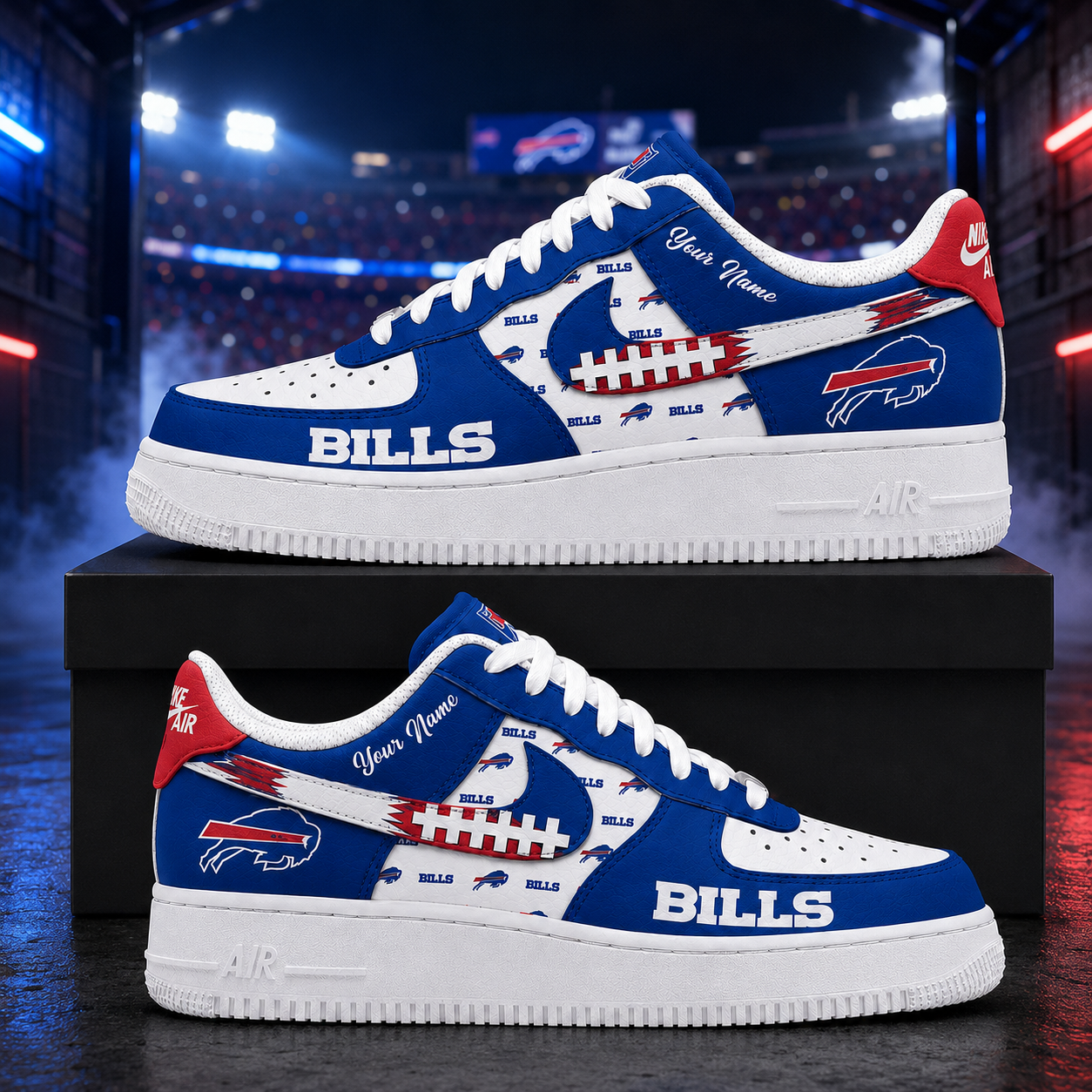 Custom Name Buffalo Bills Charging Pride Version 2 Shoes Sneakers for Football Fans 1 Custom Name Buffalo Bills Charging Pride Version 2 Shoes Sneakers for Football Fans