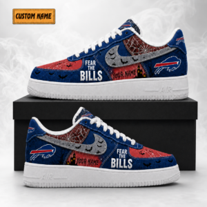 Custom Name Buffalo Bills Fear The Bills Halloween Shoes Sneakers for Football Fans