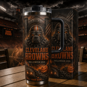 Custom Name Cleveland Browns Spooky Halloween 2026 40oz Tumbler for Football Fans