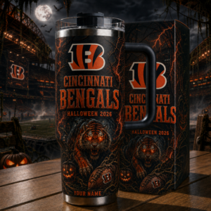 Custom Name Cincinnati Bengals Spooky Halloween 2026 40oz Tumbler for Football Fans