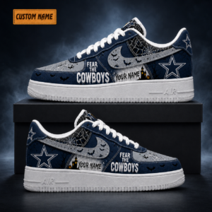 Custom Name Dallas Cowboys Fear The Cowboys Halloween Shoes Sneakers for Football Fans
