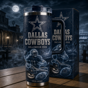 Custom Name Dallas Cowboys Spooky Halloween 2026 40oz Tumbler for Football Fans