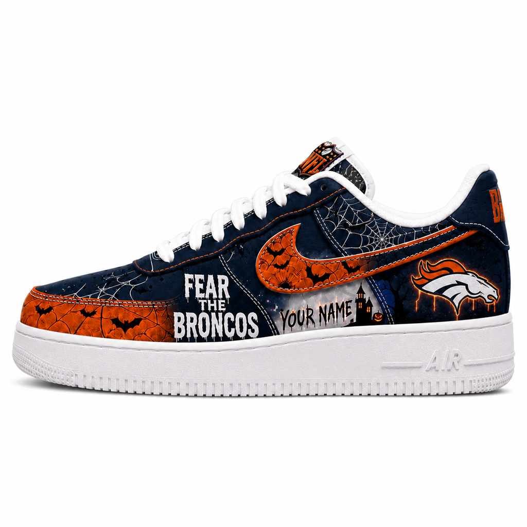Custom Name Denver Broncos Fear The Commanders Shoes Sneakers for Football Fans 1 Custom Name Denver Broncos Fear The Commanders Shoes Sneakers for Football Fans