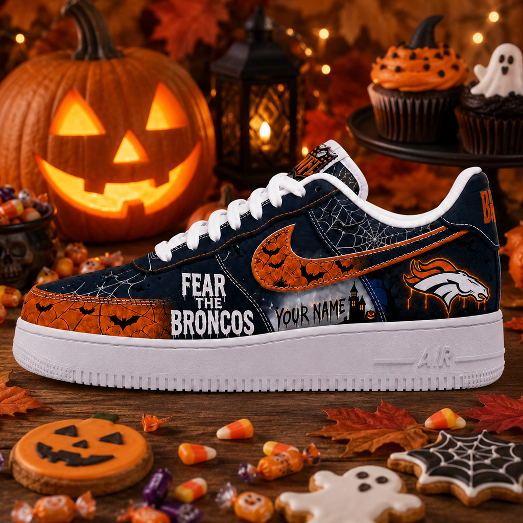 Custom Name Denver Broncos Fear The Commanders Shoes Sneakers for Football Fans 2 Custom Name Denver Broncos Fear The Commanders Shoes Sneakers for Football Fans - Image 2