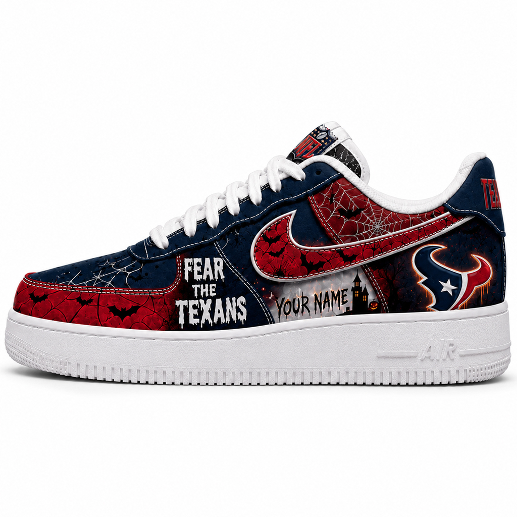 Custom Name Houston Texans Fear The Commanders Shoes Sneakers for Football Fans 1 Custom Name Houston Texans Fear The Commanders Shoes Sneakers for Football Fans
